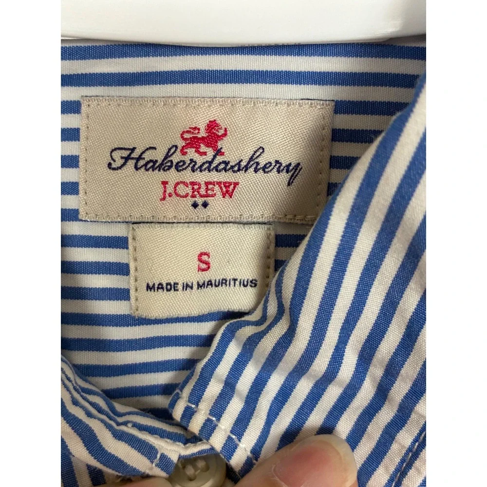 J.Crew Haberdashery Womens Blue White Striped Cotton Button‎ Down Shirt Size  S